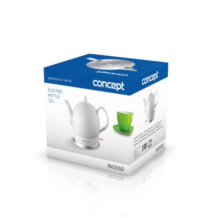 Concept RK0050 - Електрическа кана 1,2 л 1000W/230V бяла/керамика