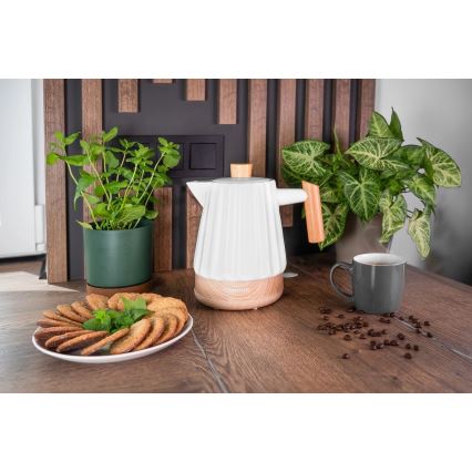 Concept RK0090 - Електрическа кана 1,5 l 1500W/230V бяла/дървесен декор/керамика