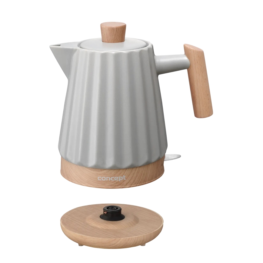 Concept RK0091 - Електрическа кана 1,5 л 1500W/230V светлосива/имитация на дърво/керамика