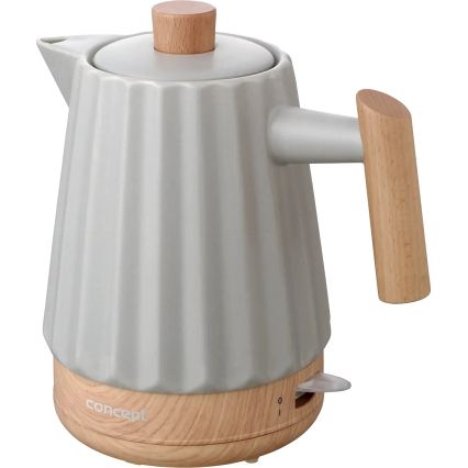 Concept RK0091 - Електрическа кана 1,5 л 1500W/230V светлосива/имитация на дърво/керамика