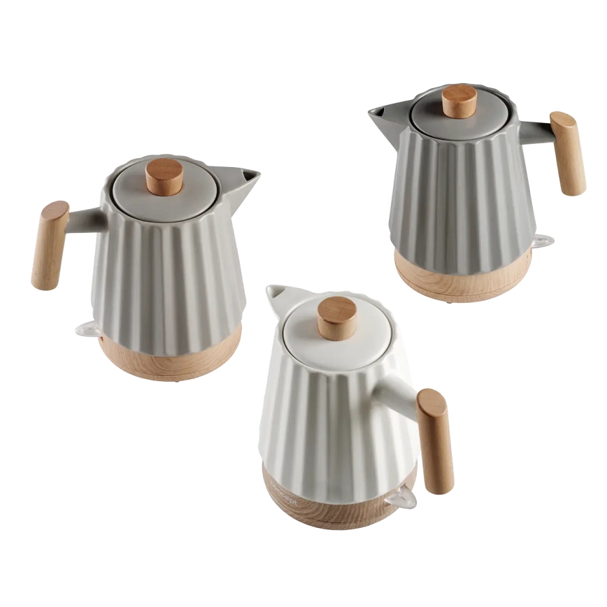 Concept RK0091 - Електрическа кана 1,5 л 1500W/230V светлосива/имитация на дърво/керамика