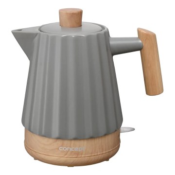 Concept RK0092 - Електрическа кана 1,5 л 1500W/230V тъмно сива/дървесен декор/керамика