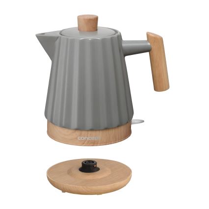 Concept RK0092 - Електрическа кана 1,5 л 1500W/230V тъмно сива/дървесен декор/керамика