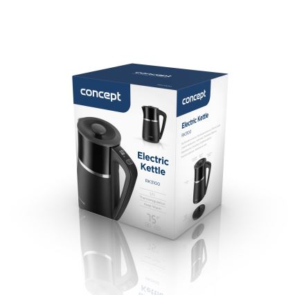 Concept RK3100 - електрическа кана с регулиране на температурата, 1,7 л, 2200 W/230 V, черна