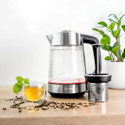 Concept RK4190 - Електрическа кана с терморегулация и мрежест филтър 1,7 л 2200W/230V неръждаема стомана