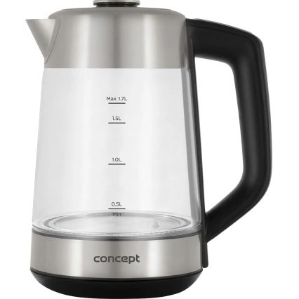 Concept RK4190 - Електрическа кана с терморегулация и мрежест филтър 1,7 л 2200W/230V неръждаема стомана