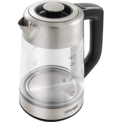 Concept RK4190 - Електрическа кана с терморегулация и мрежест филтър 1,7 л 2200W/230V неръждаема стомана