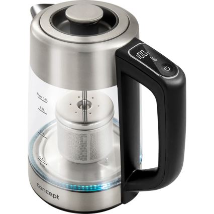Concept RK4190 - Електрическа кана с терморегулация и мрежест филтър 1,7 л 2200W/230V неръждаема стомана