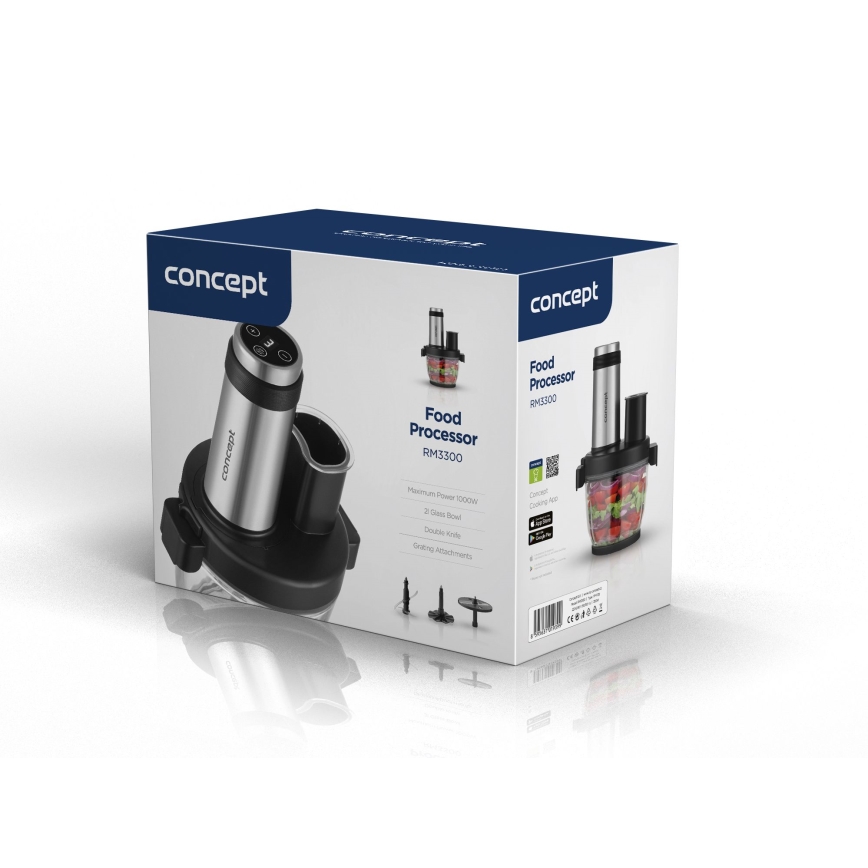 Concept RM3300 - Кухненски робот с ренде 1000W/230V черен/неръждаем