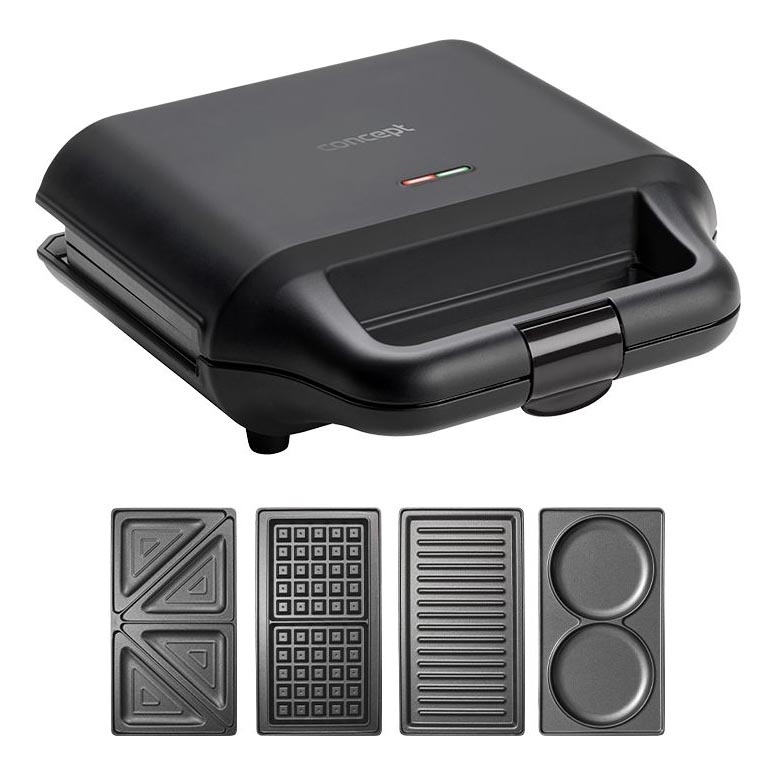 Concept SV3055 - Уред за приготвяне на сандвичи 4в1 700W/230V черен