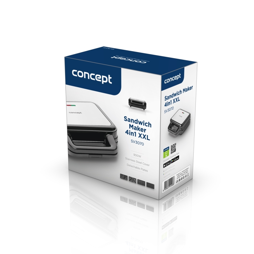 Concept SV3070 - Тостер XXL 4в1 900W/230V черен/неръждаема стомана