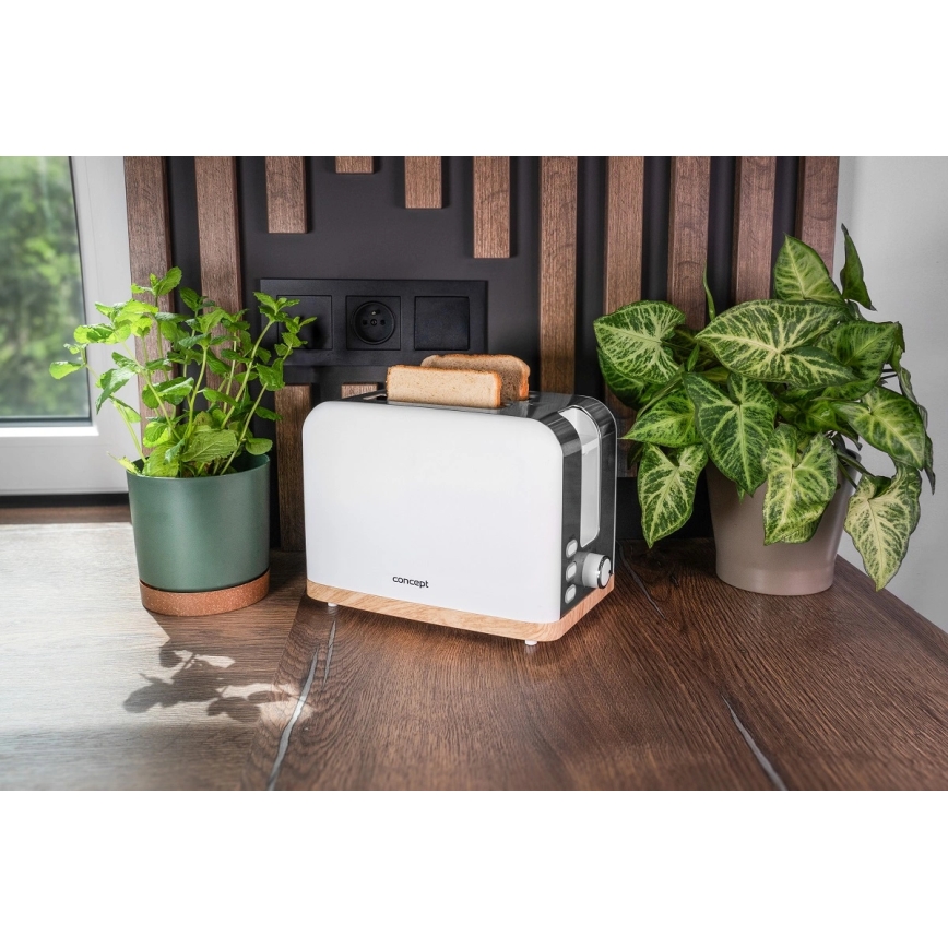 Concept TE2015 - Тостер за 2 филийки 930W/230V бял