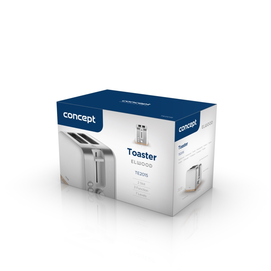 Concept TE2015 - Тостер за 2 филийки 930W/230V бял
