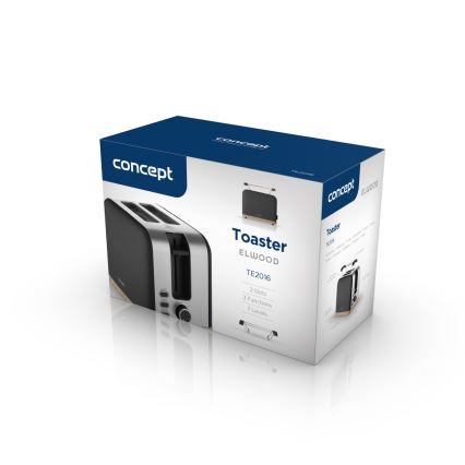 Concept TE2016 - Тостер с два отвора и приставка за запичане 930W/230V черен