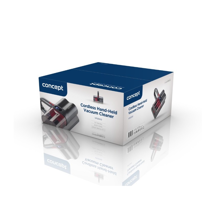 Concept VP2000 - Ръчна антибактериална прахосмукачка с UV-C лампа LUMISTAR 120W/11,1V