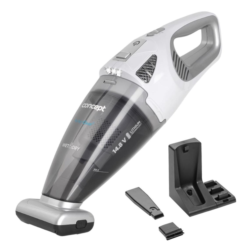 Concept VP4370 - Ръчен прахосмукачка WET & DRY PERFECT CLEAN 90W/14,8V 2200 mAh бял