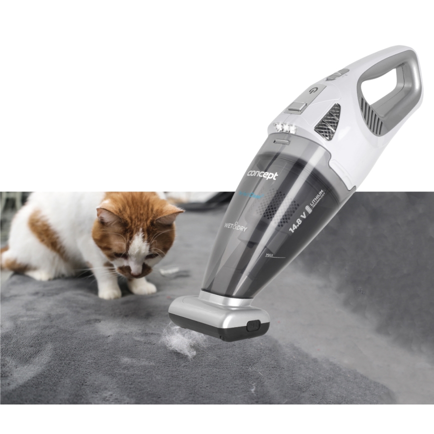 Concept VP4370 - Ръчен прахосмукачка WET & DRY PERFECT CLEAN 90W/14,8V 2200 mAh бял