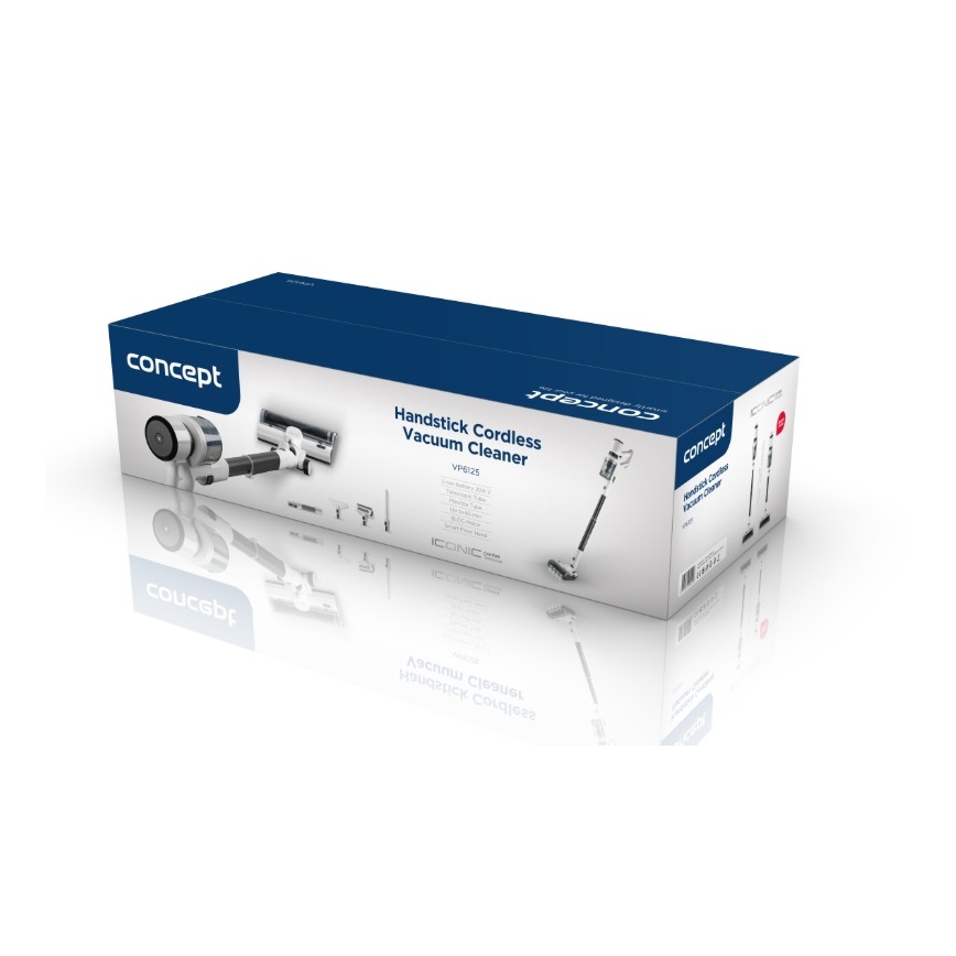 Concept VP6125 - Прахосмукачка 2 в 1 (вертикална и ръчна) ICONIC Comfort Telescope, 400W/29,6V, 2000 mAh, бяла