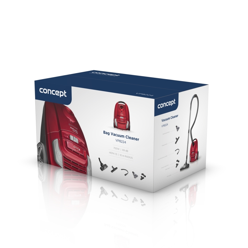 Concept VP8224 - Прахосмукачка с торбичка REFRESH CAR&PET 3,5 l 700W/230V червен