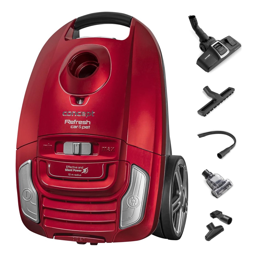 Concept VP8224 - Прахосмукачка с торбичка REFRESH CAR&PET 3,5 l 700W/230V червен