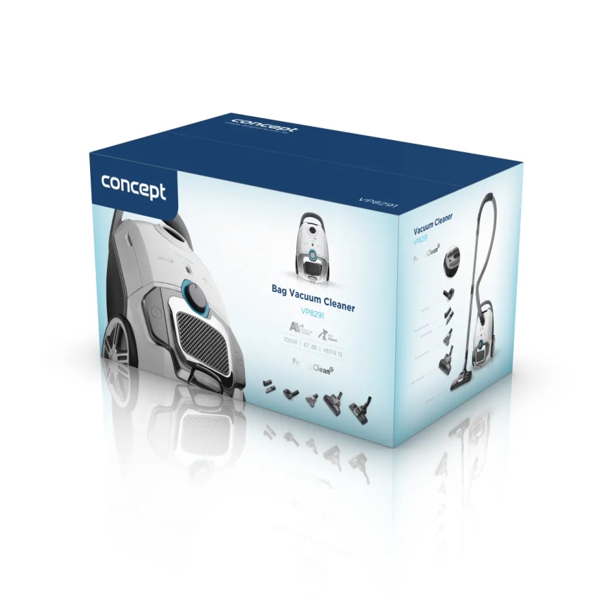 Concept VP8291 - Прахосмукачка с торба PERFECT CLEAN PET EXPERT 700W/230V бяла