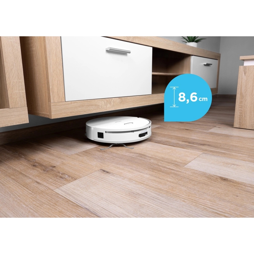 Concept VR4050 - Умен робот-прахосмукачка с моп 2-в-1 OPTIMUS AQUA PRO LASER 3D 600W/230V 5200 mAh Wi-Fi бяла