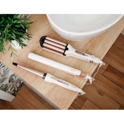 Concept VZ2110 - Изправяща преса за коса GLAM STYLE 48W/230V бяла/розово злато