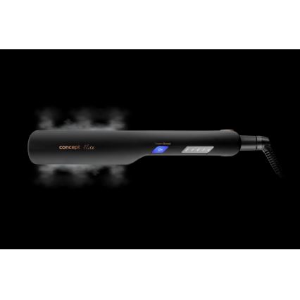 Concept VZ6010 - Преса за коса с пара с LED дисплей ELITE STEAM BOOST 54W/230V черен
