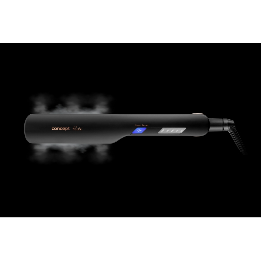 Concept VZ6010 - Преса за коса с пара с LED дисплей ELITE STEAM BOOST 54W/230V черен