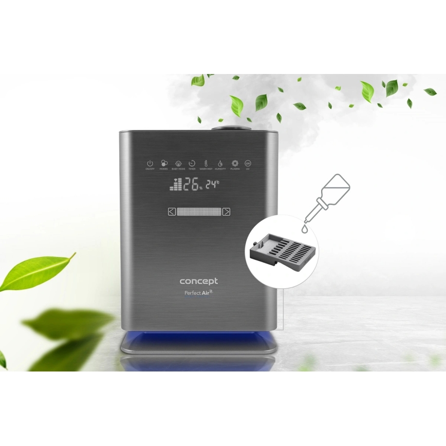 Concept ZV2021-  Овлажнител за въздух с ароматен дифузер PERFECT AIR SMART 4,6 l 110W/230V Wi-Fi антрацит + дистанционно управление