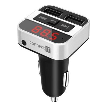 CONNECT IT CCC-8800-SL - FM предавател за кола с функция handsfree, черен/сребрист