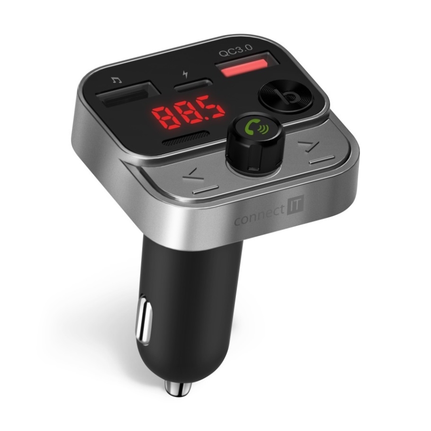 CONNECT IT CCC-8900-AN - FM предавател за кола с функция handsfree, черен/сребрист