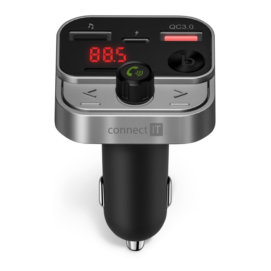 CONNECT IT CCC-8900-AN - FM предавател за кола с функция handsfree, черен/сребрист