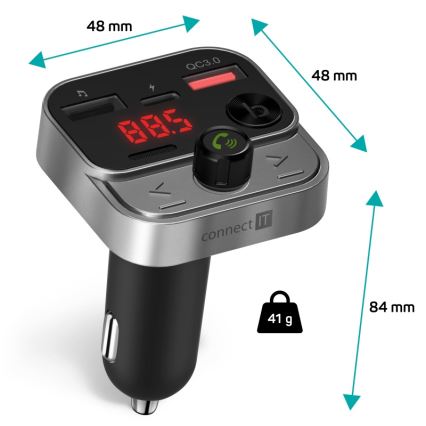 CONNECT IT CCC-8900-AN - FM трансмитер за кола с функция свободни ръце черен/сребрист