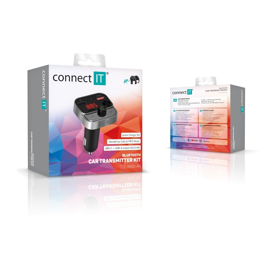 CONNECT IT CCC-8900-AN - FM трансмитер за кола с функция свободни ръце черен/сребрист