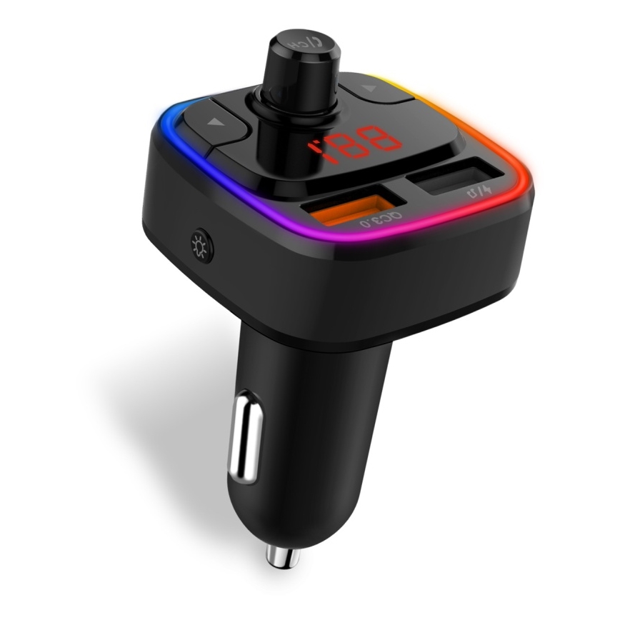 CONNECT IT CCC-9090-BK - LED RGB FM трансмитер за кола с функция свободни ръце черен