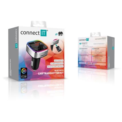 CONNECT IT CCC-9090-SL - LED RGB FM трансмитер за кола с функция свободни ръце черен/сребрист