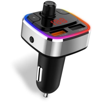 CONNECT IT CCC-9090-SL - LED RGB FM трансмитер за кола с функция свободни ръце черен/сребрист