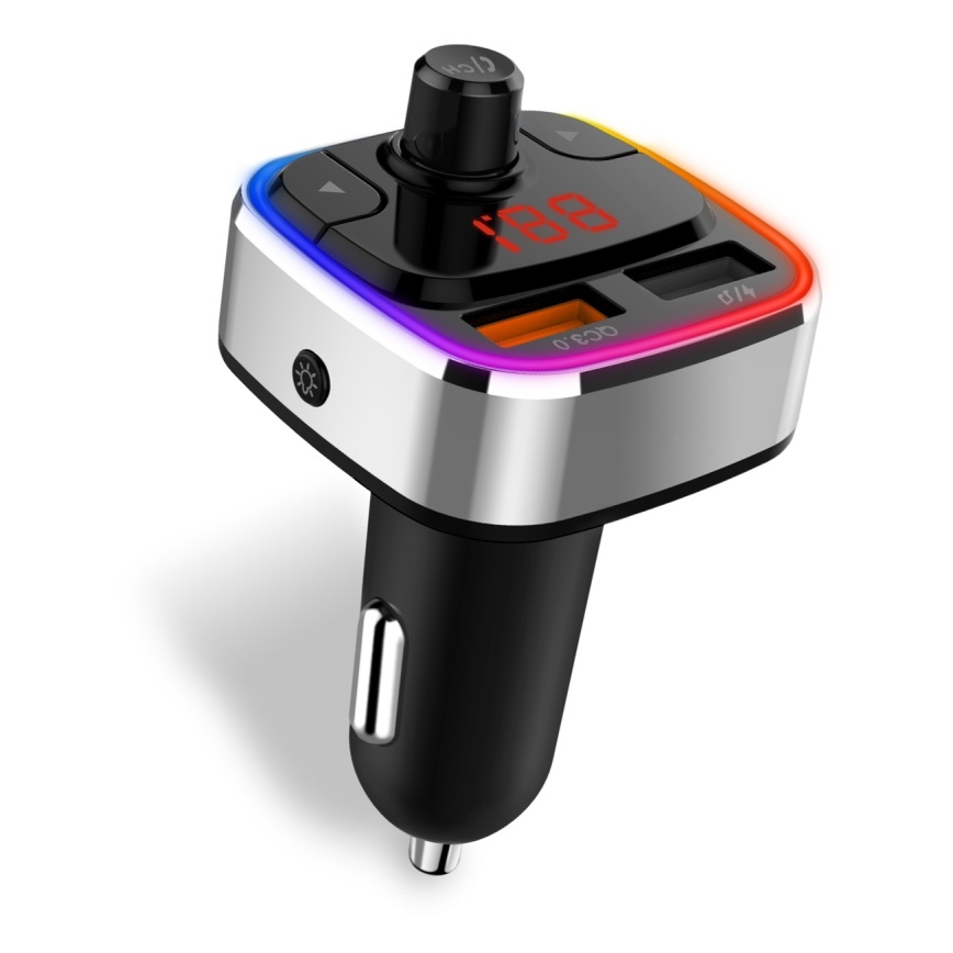 CONNECT IT CCC-9090-SL - LED RGB FM трансмитер за кола с функция свободни ръце черен/сребрист