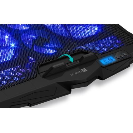 CONNECT IT CCP-2200-BK - Охладител за лаптоп 4x вентилатор 2xUSB черен/син
