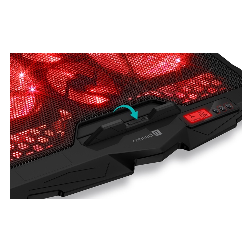 CONNECT IT CCP-2200-RD - Охладител за лаптоп 4x вентилатор 2xUSB черен/червен