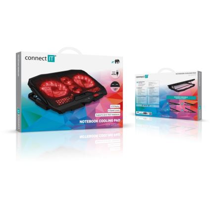 CONNECT IT CCP-2200-RD - Охладител за лаптоп 4x вентилатор 2xUSB черен/червен