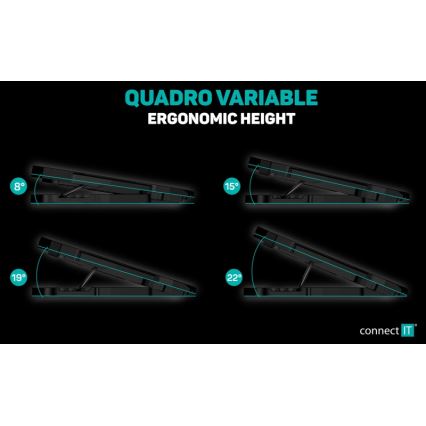 CONNECT IT CCP-2200-RD - Охладител за лаптоп 4x вентилатор 2xUSB черен/червен