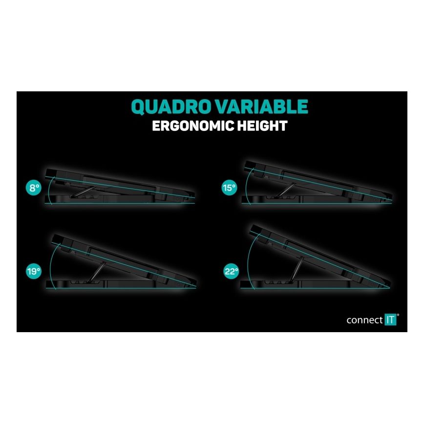 CONNECT IT CCP-2200-RD - Охладител за лаптоп 4x вентилатор 2xUSB черен/червен