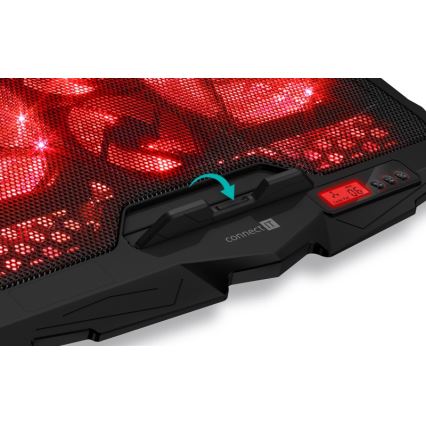 CONNECT IT CCP-2200-RD - Охладител за лаптоп 4x вентилатор 2xUSB черен/червен