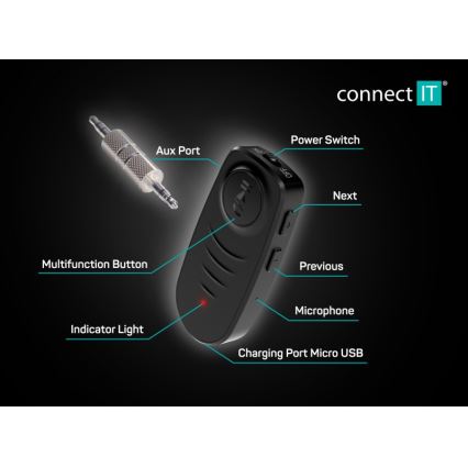 CONNECT IT CFF-4050-BK - Bluetooth audio приемник AUX 110 mAh