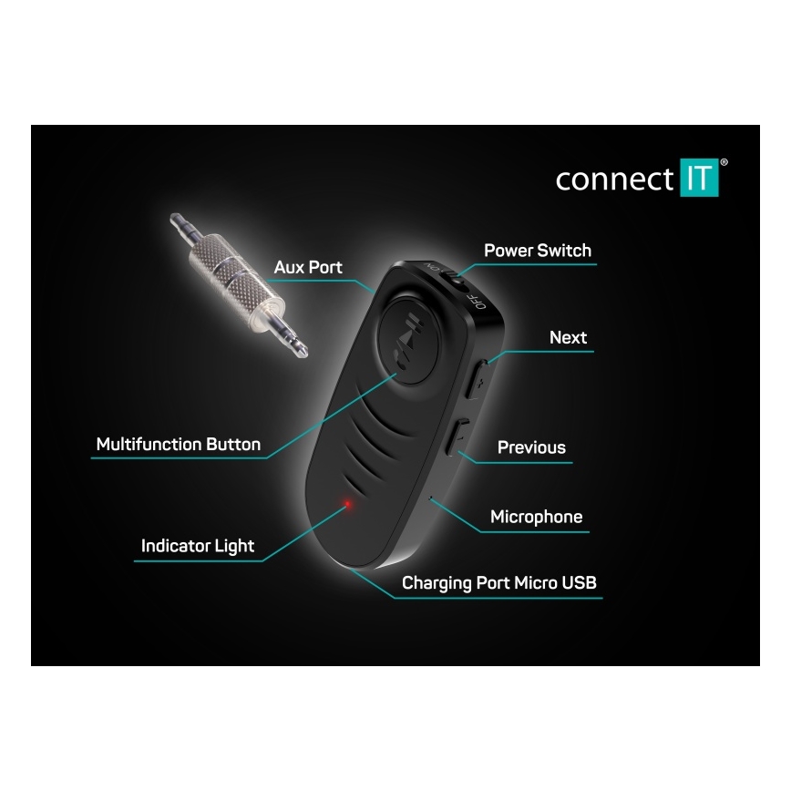 CONNECT IT CFF-4050-BK - Bluetooth audio приемник AUX 110 mAh