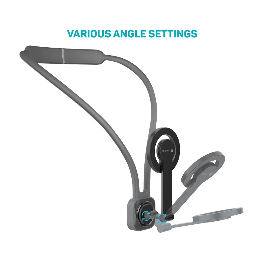 CONNECT IT CFF-6020-GY - Гъвкав магнитен държач за телефон за носене на врата, съвместим с MagSafe