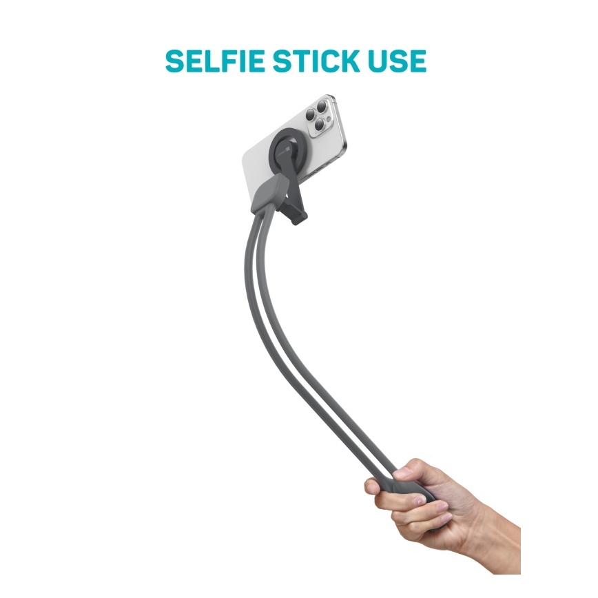 CONNECT IT CFF-6020-GY - Гъвкав магнитен държач за телефон за носене на врата, съвместим с MagSafe