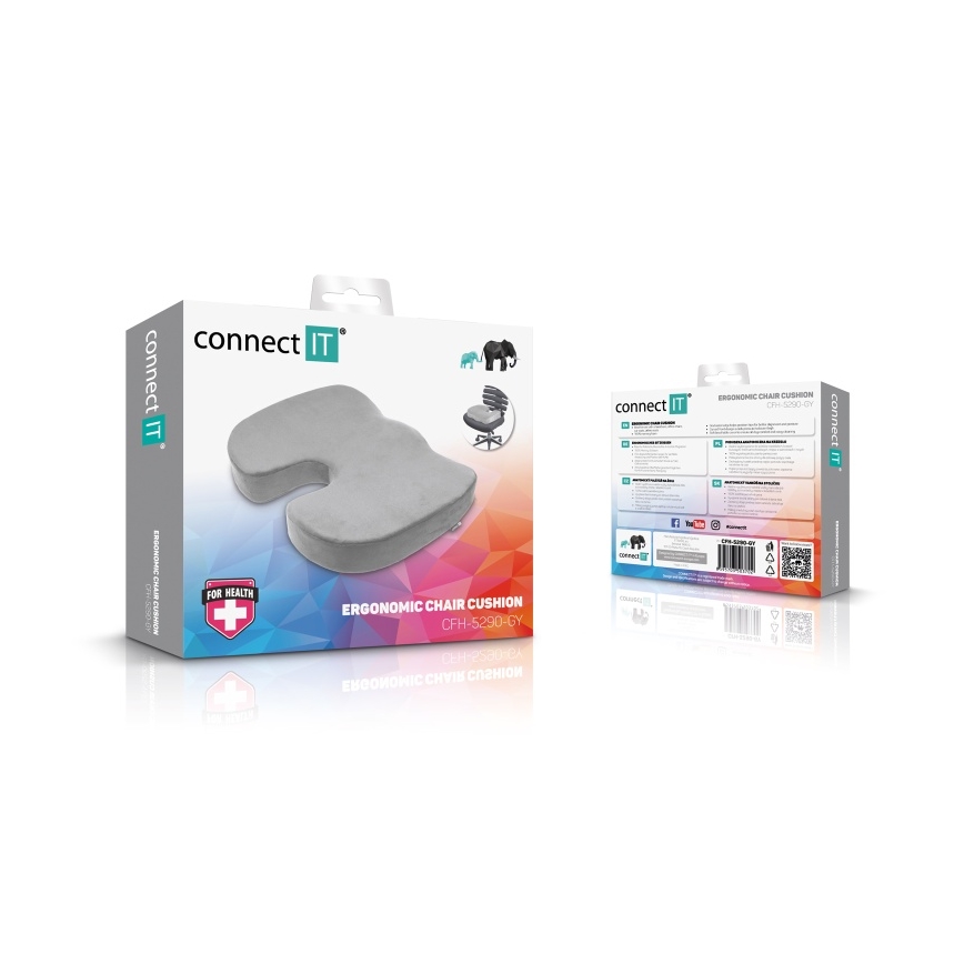 CONNECT IT CFH-5290-GY - Ергономична възглавница за стол сив